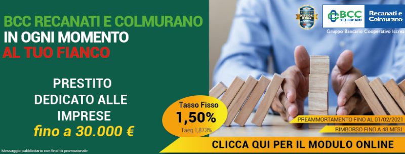 Covid-19: La BCC Recanati e Colmurano sostiene le imprese del territorio banner BCC rettangolare