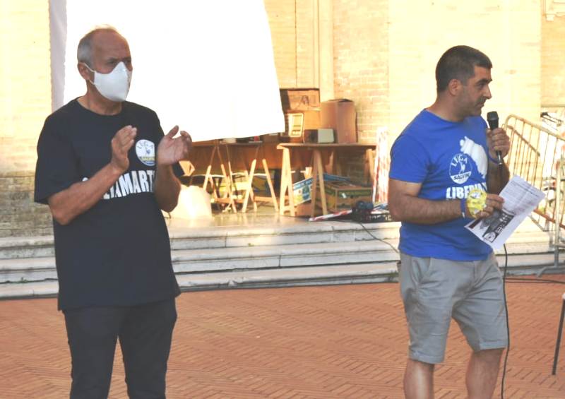 Comizio candidato al consiglio regionale per la Lega Filippo Saltamartini