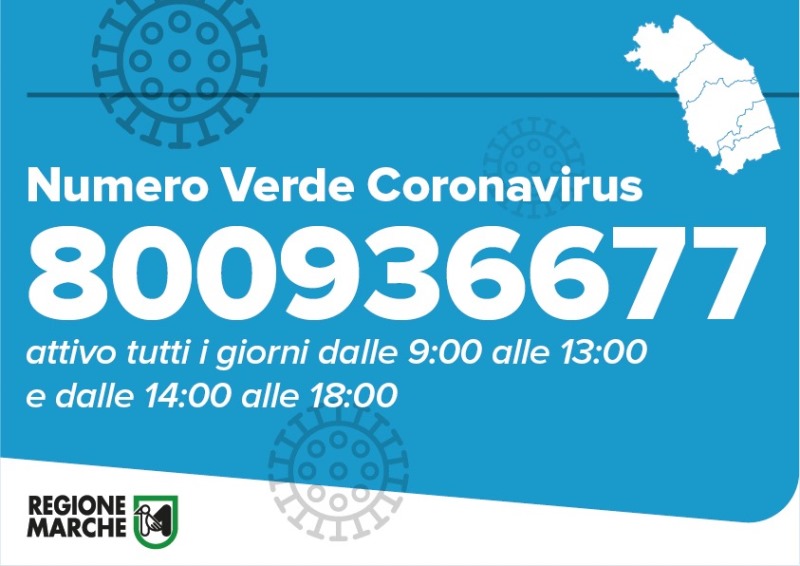 RIATTIVATO IL NUMERO VERDE REGIONALE PER INFORMAZIONI RELATIVE AL COVID -19: 800 936677