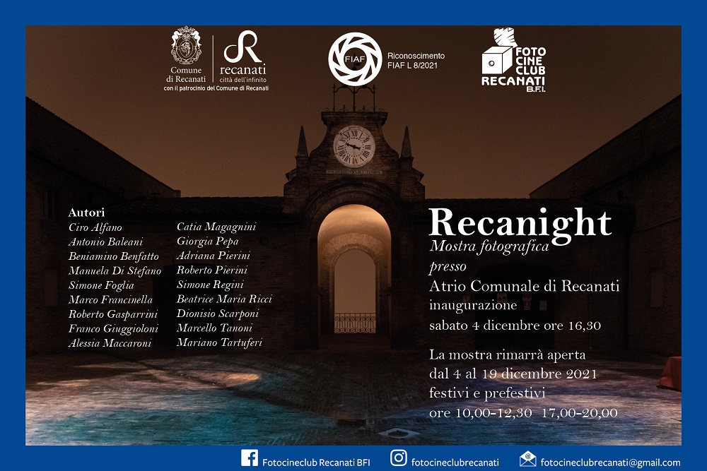 Recanight: la città di Recanati fotografata con gli occhi “notturni” del Fotocineclub.