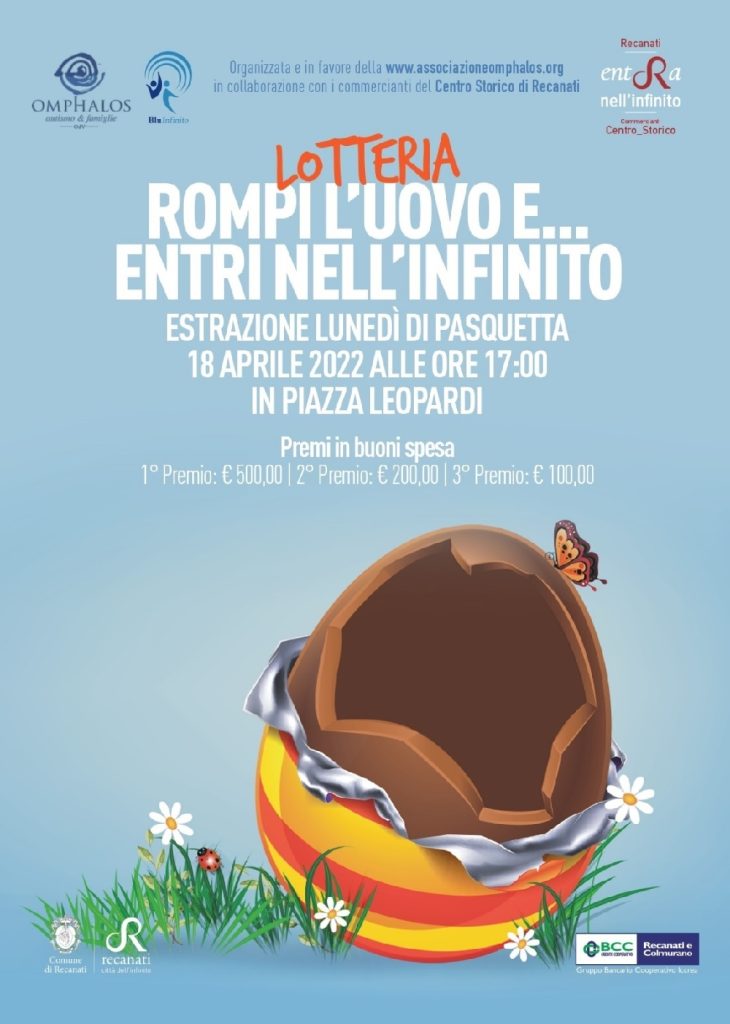 RECANATI: countdown per la lotteria di Pasqua a scopo benefico “Rompi l’uovo e.. Entra nell’Infinito”
