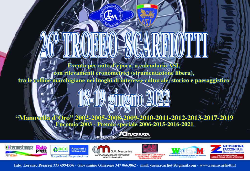 E’ tempo di Trofeo Scarfiotti: l’evento del Caem/Scarfiotti il 18-19 giugno