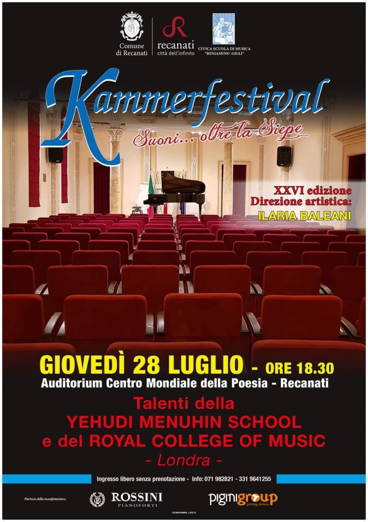 Talenti della Yehudi Menuhin School e del Royal College of Music, Londra per il 4° appuntamento del Kammerfestival