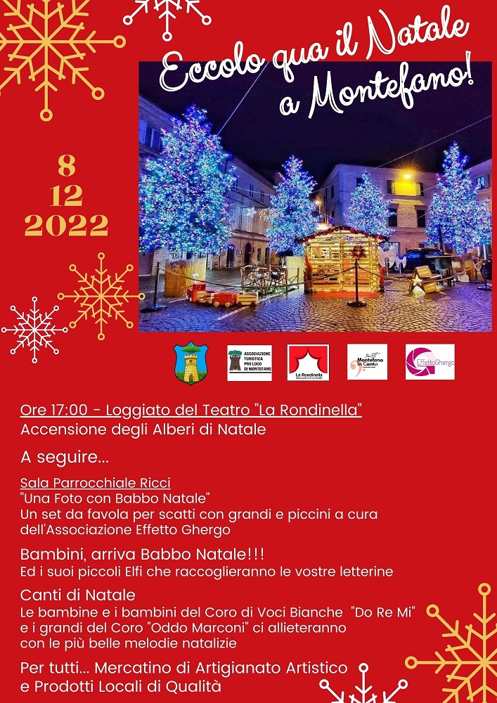 A Montefano domani pomeriggio tutti in Piazza Bracaccini per l’accensione degli Alberi di Natale!
