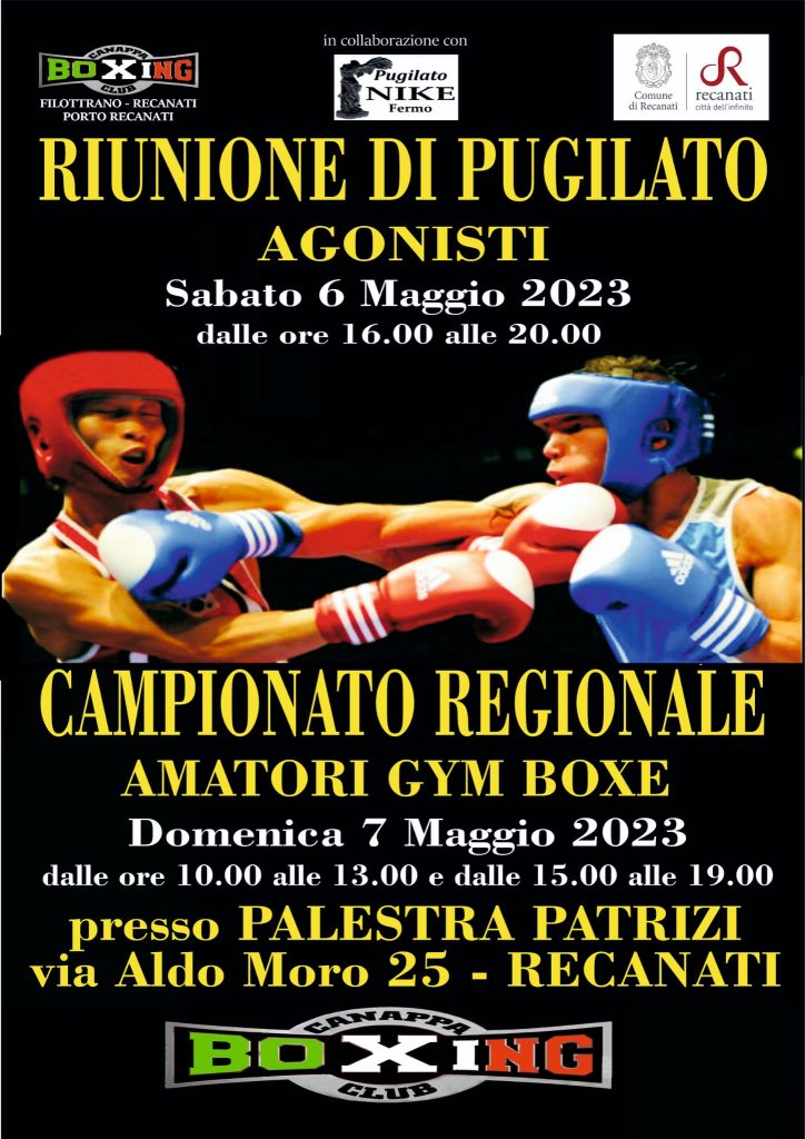 Tornano le riunioni di boxe a Recanati. Nel week end del 6 e 7 maggio spettacolo assicurato