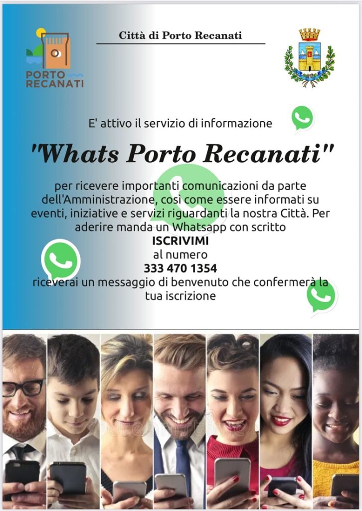Attivo da lunedì 24 luglio il nuovo servizio “Whats Porto Recanati”