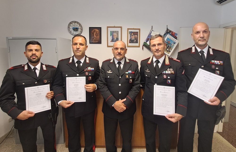 Carabinieri Numana: encomi del Comandante della Legione “Marche” per quattro militari della stazione.