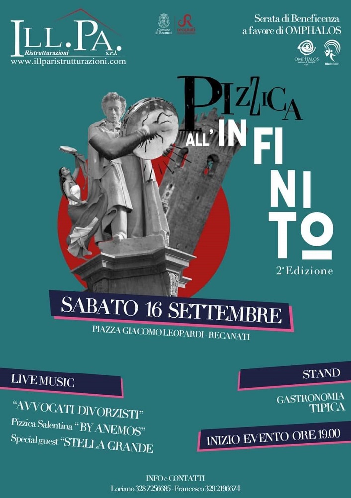 Recanati. 2° edizione “Pizzica all’Infinito” 2023, manifestazione benefica.