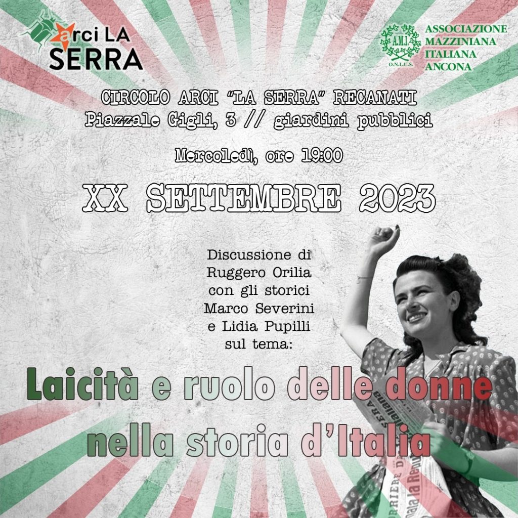 Si parlerà di laicità ed emancipazione femminile all’Arci Recanati