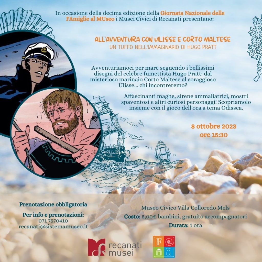Domenica 8 ottobre a Recanati la Giornata delle Famiglie al Museo con un laboratorio ispirato alla mostra di Hugo Pratt