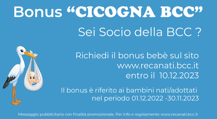 BCC Recanati e Colmurano: Un bonus di 300 euro per i nuovi nati BCC