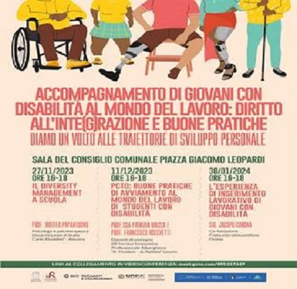 Ciclo di incontri a Recanati. Accompagnamento di giovani con disabilità al mondo del lavoro: diritto all’inte(g)razione e buone pratiche