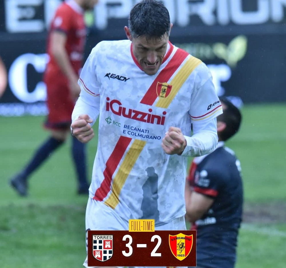 Una Recanatese più che incerottata perde a Sassari contro la Torres seconda in classifica per 3 a 2.