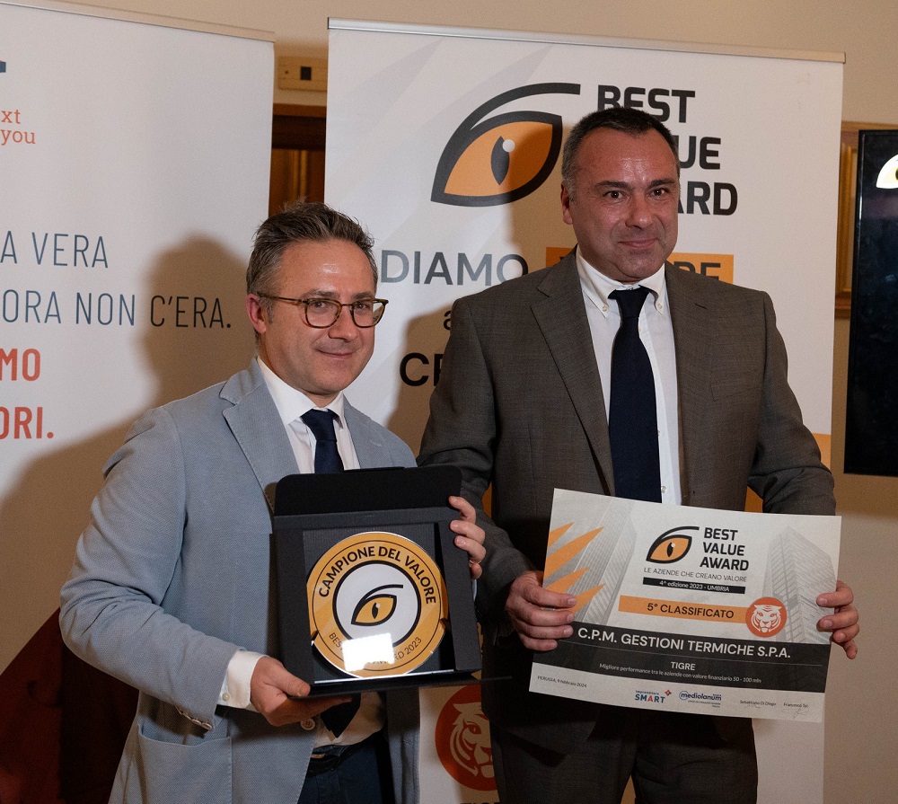La CPM Gestione Termiche Spa di Recanati Best Value Award Umbria 2023
