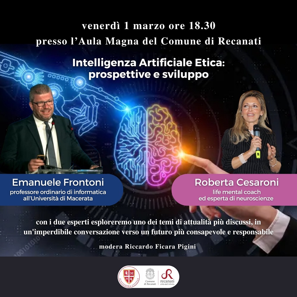 Venerdì 1° marzo Iustissima Civitas torna con il convegno “Intelligenza artificiale etica” a Recanati