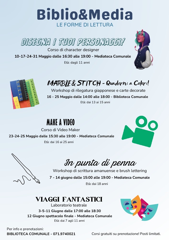 Recanati. Al via il progetto “Biblio&Media. Le forme della lettura” con 5 labratori
