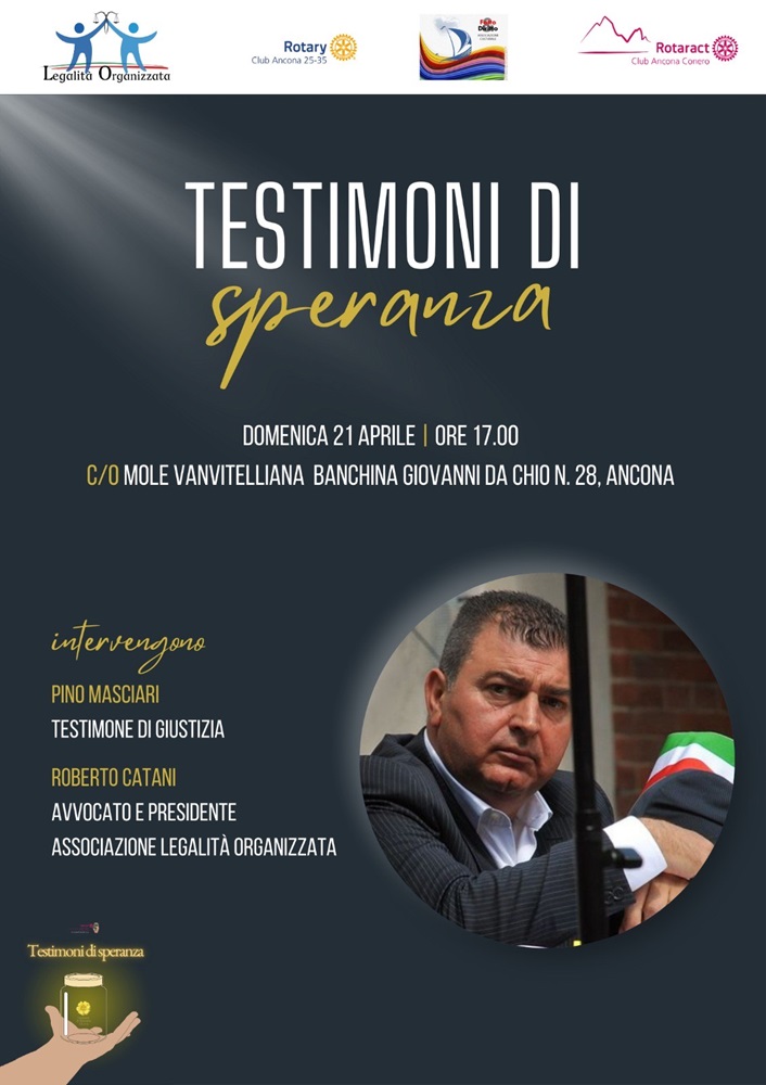 “Testimoni di Speranza” Ad Ancona un incontro con Pino Masciari, testimone di giustizia