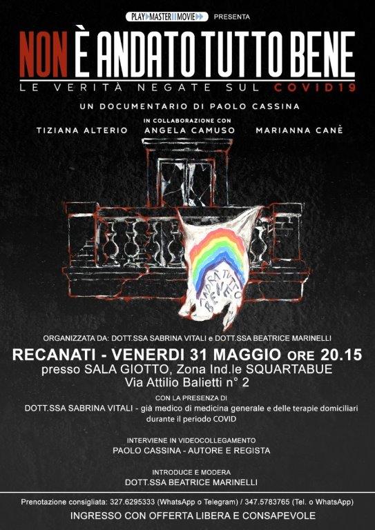 A Recanati arriva il docufilm”Non è andato tutto bene, le verità negate sul Covid19″