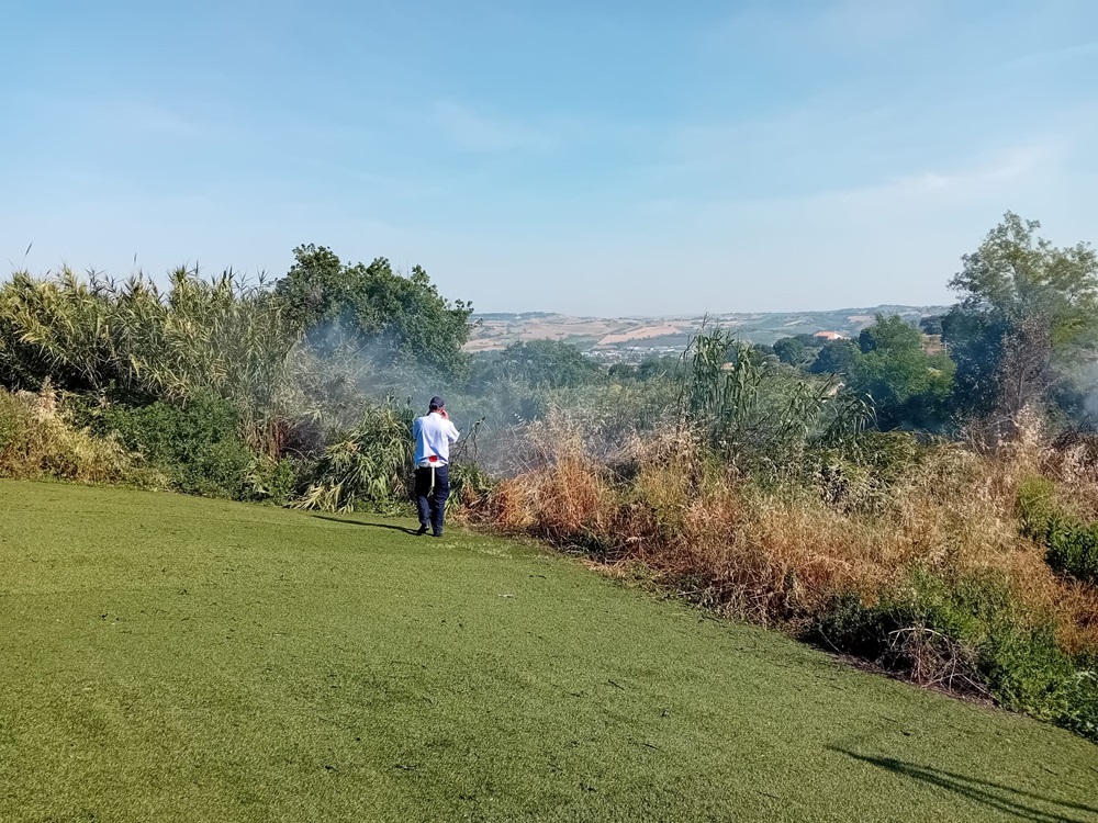 Recanati. Sterpaglie a fuoco nel primo pomeriggio