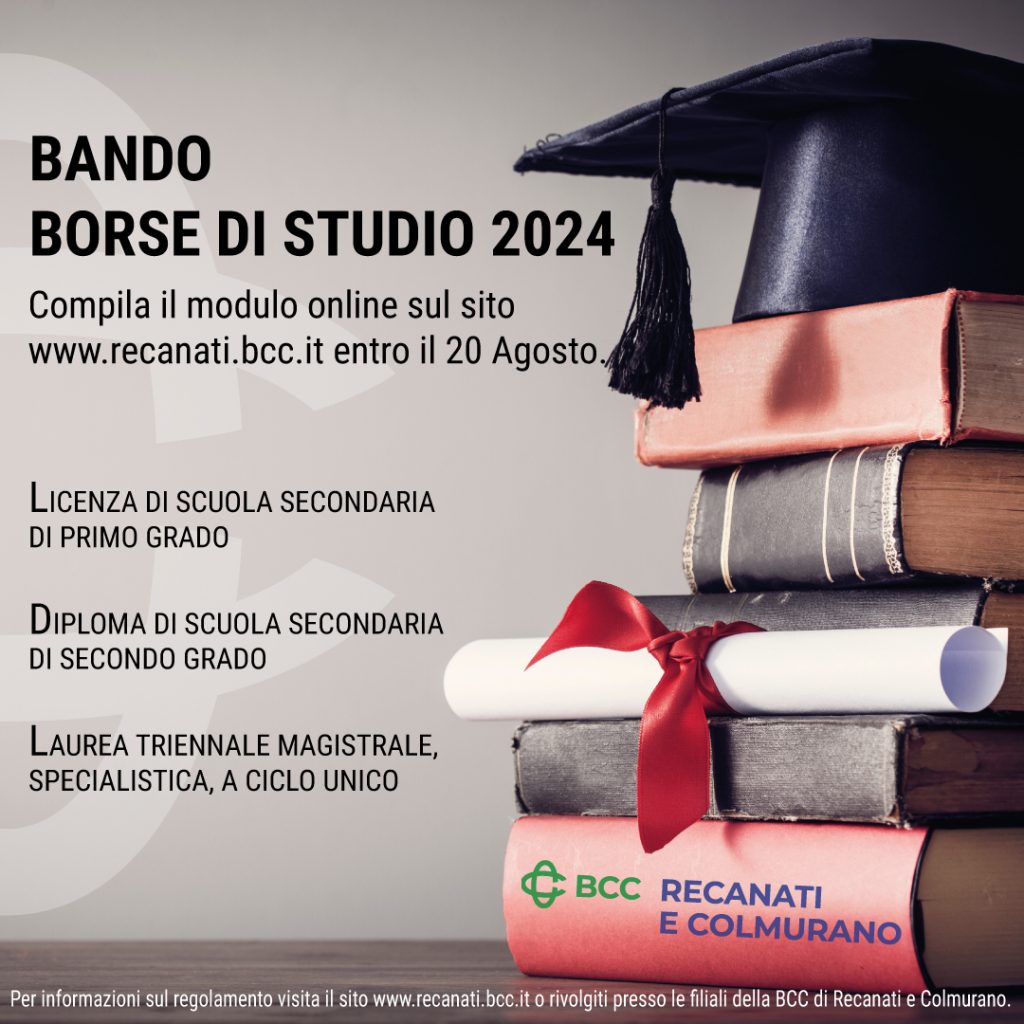 BCC Recanati e Colmurano: aperto il nuovo bando per l’assegnazione delle borse di studio 2024