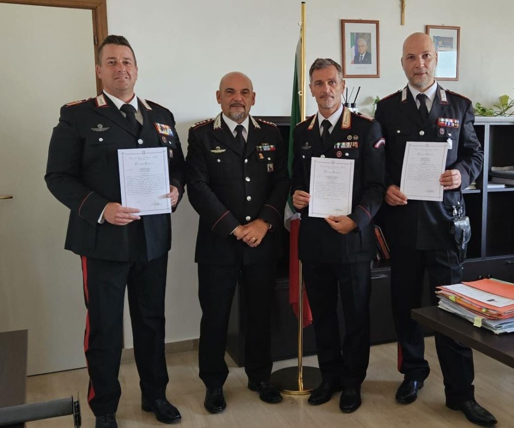 Encomio per tre carabinieri della stazione di Numana