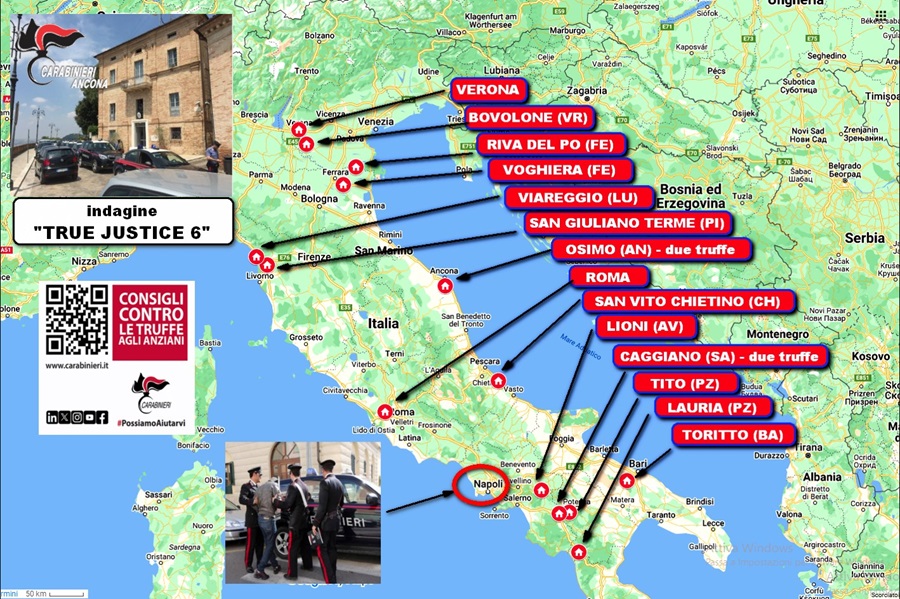I Carabinieri del Nucleo Operativo di Osimo arrestano, un ventenne per truffe ai danni di anziani.