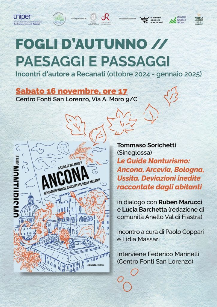 Recanati. Fogli d’Autunno: ultimo incontro sabato 16 novembre