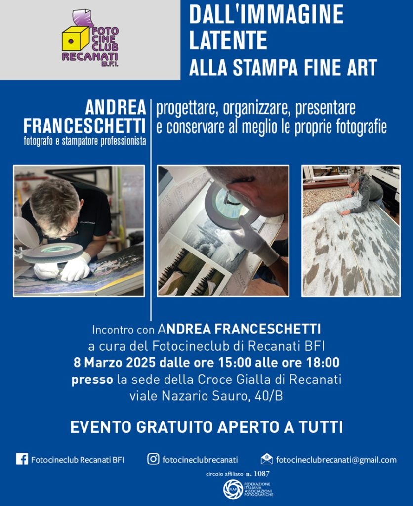 Primo appuntamento del 2025 con gli incontri del Fotocineclub Recanati!