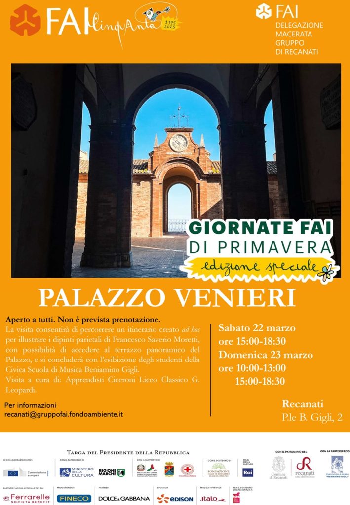 Le Giornate Primavera del Fai aprono a Recanati le porte di Palazzo Venieri