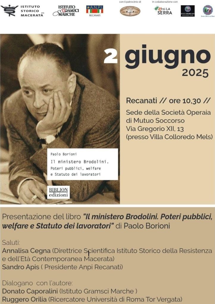 Recanati. Presentazione del libro “Il ministero Brodolini. Poteri pubblici, welfare e Statuto dei lavoratori”