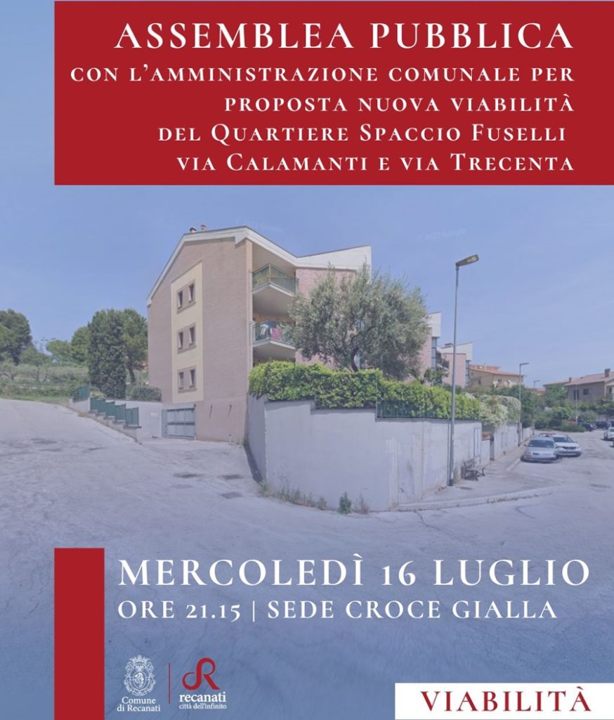 Recanati, l’Amministrazione convoca un’assemblea al quartiere Spaccio Fuselli su viabilità