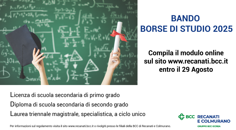 BCC Recanati e Colmurano: ultimi giorni per partecipare al bando borse di studio 2025