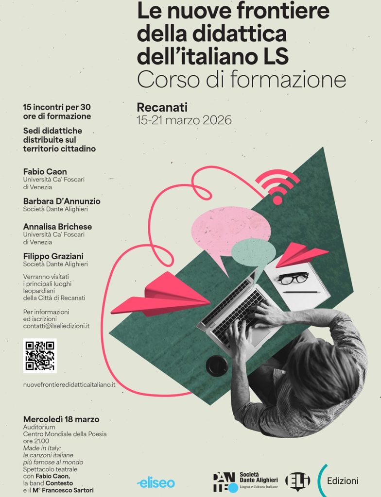 La ELi e la Società Dante Alighieri a Recanati dal 16 al 20 marzo per un corso sulla didattica dell’italiano