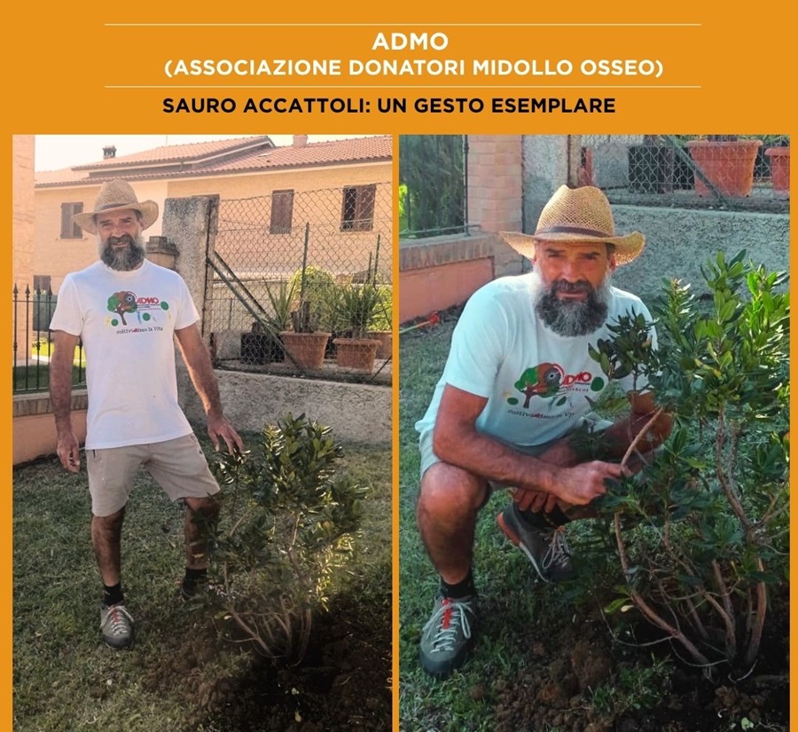 A Montefano Sauro Accattoli pianta un albero per senìsibilizzare sulla donazione del midollo osseo
